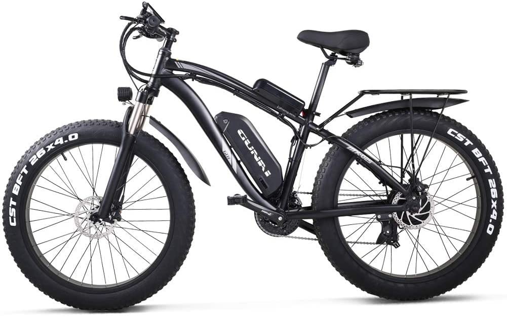 GUNAI Electric Bike 48V Off-road Fat 26” 4.0 Tire E-Bike Electric Mountain Bike with Rear Seat Review