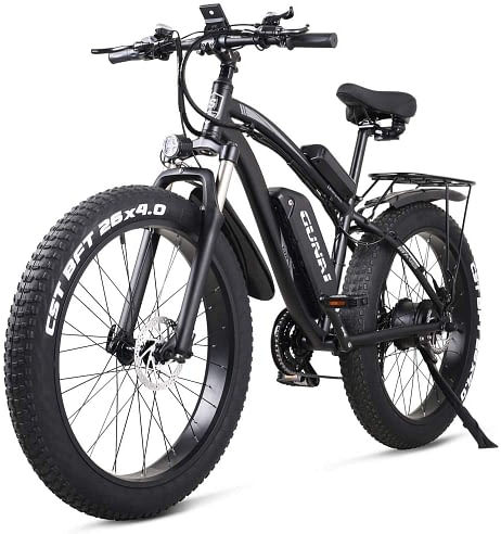 GUNAI Electric Bike 48V Off-road Fat 26” 4.0 Tire E-Bike Electric Mountain Bike with Rear Seat